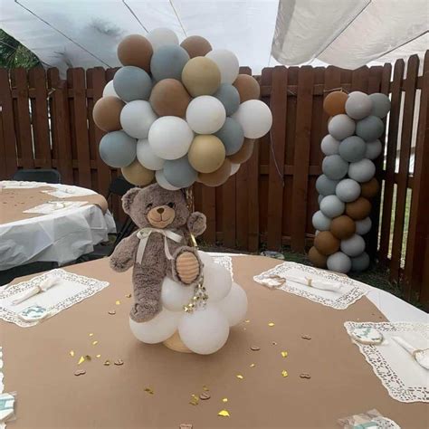 bear with balloons centerpiece|More.